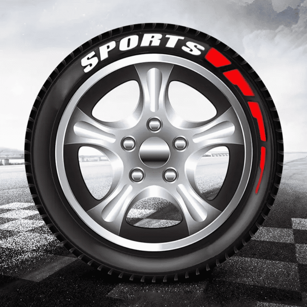 White Sports + Red Sequence Tire Stickers